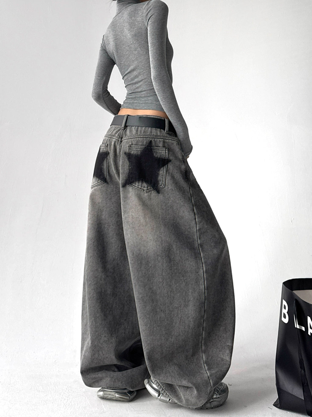 Calça jeans Baggy Cinza