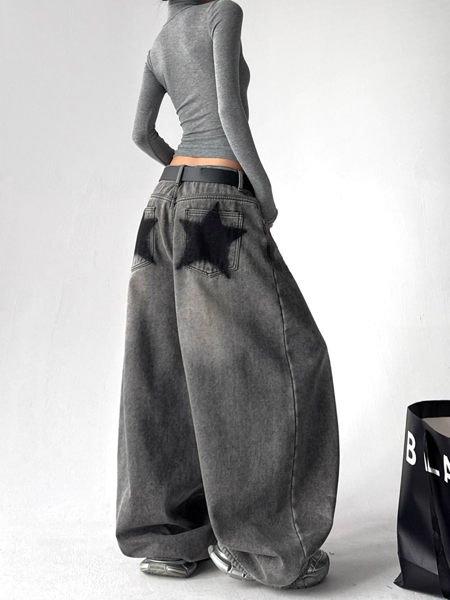 Calça jeans Baggy Cinza