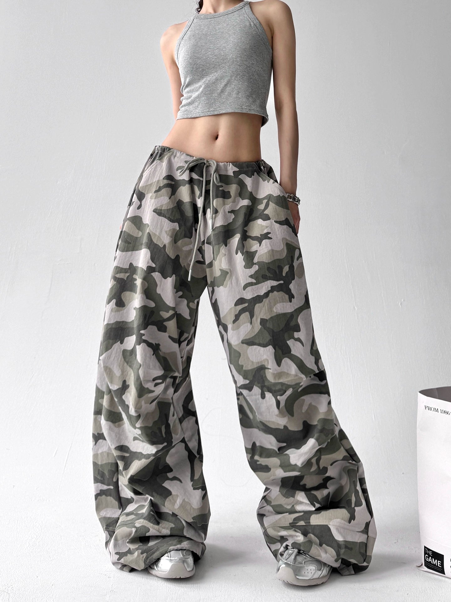 Calças Wide Camuflada