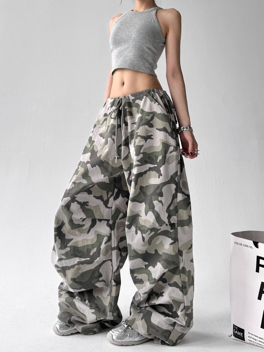 Calças Wide Camuflada