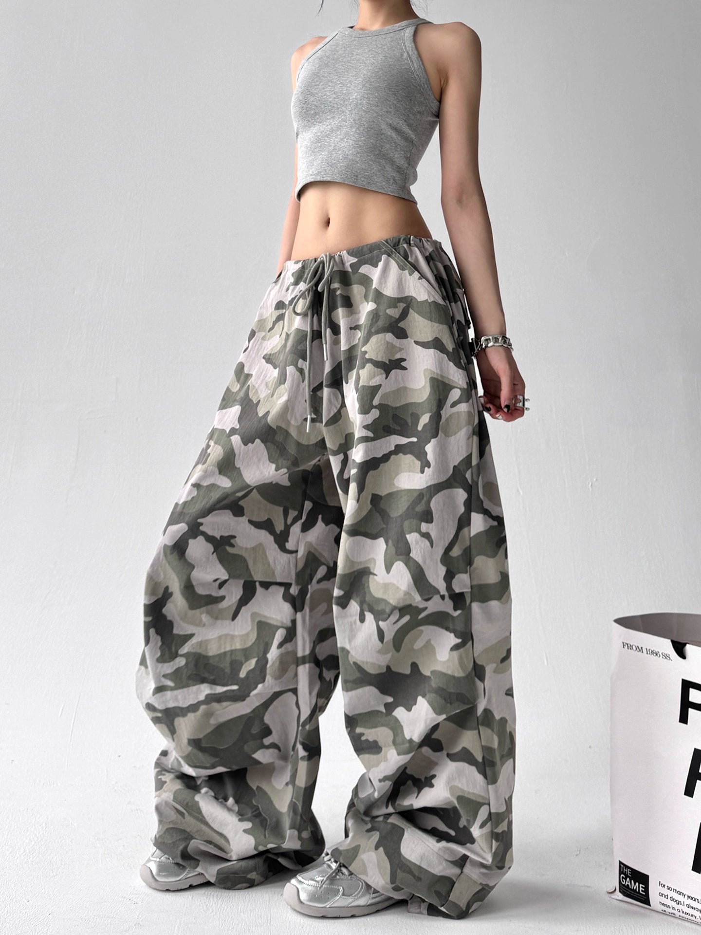 Calças Wide Camuflada