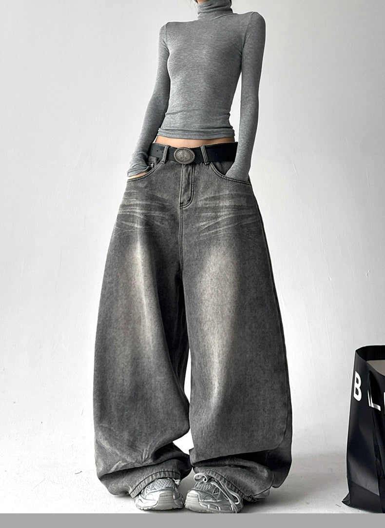 Calça jeans Baggy Cinza