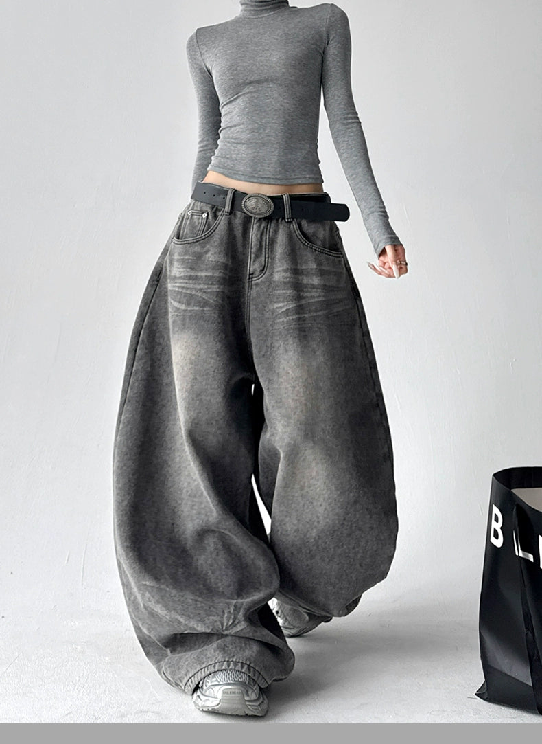 Calça jeans Baggy Cinza