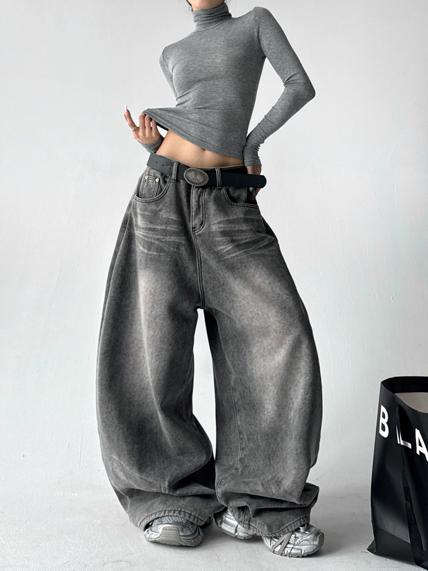 Calça jeans Baggy Cinza