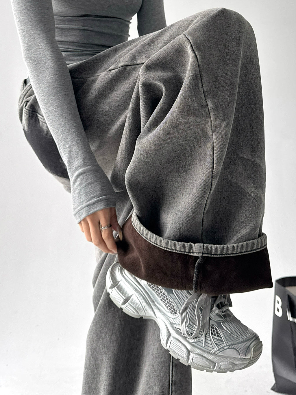 Calça jeans Baggy Cinza